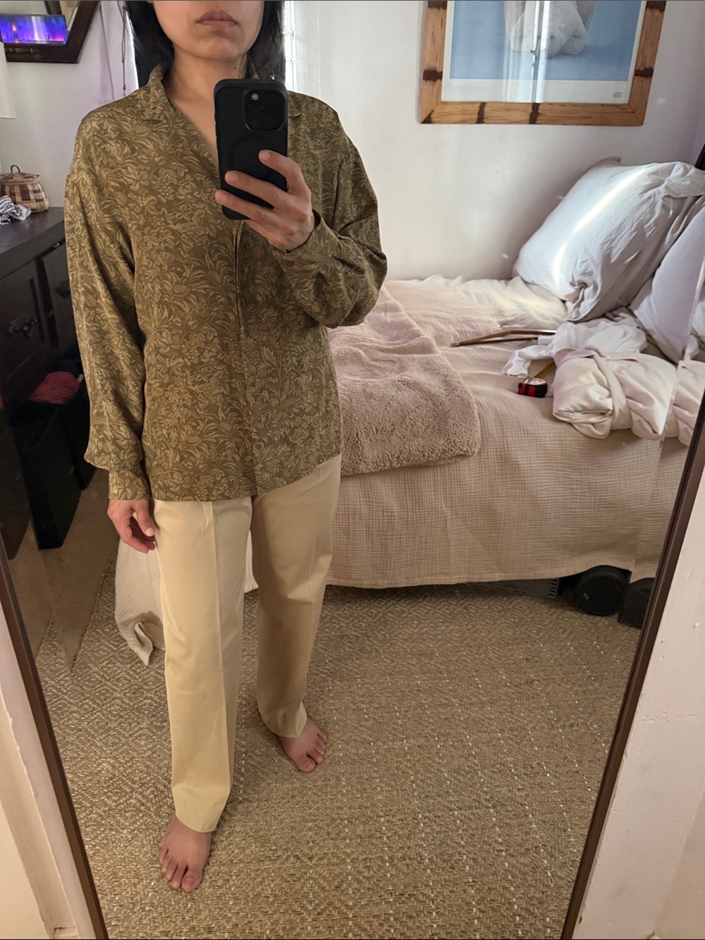 Ellen Tracy Brown Patterned Blouse